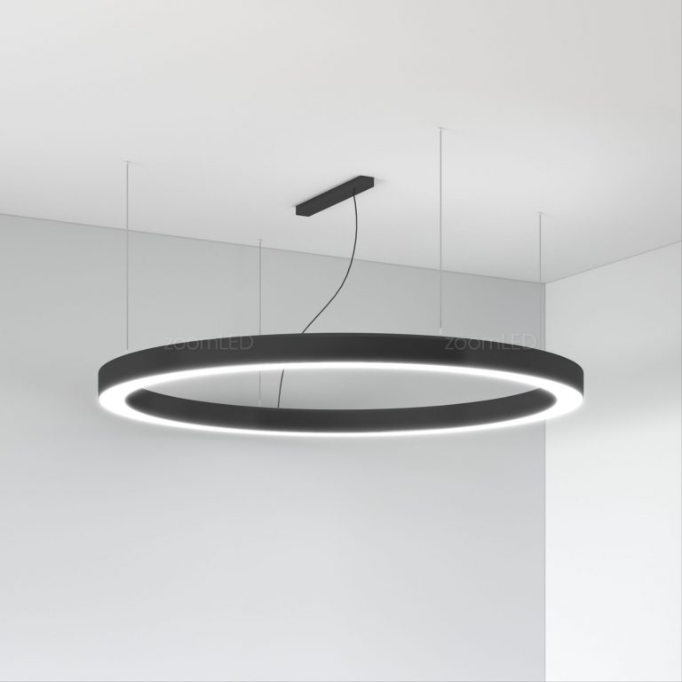 Okrągłe Wisząca czarna okrągła lampa