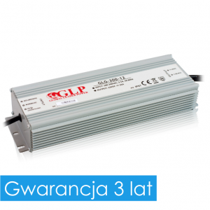 Zasilacz z filtrem PFC - IP67 do taśmy LED - 3 lata gwar - 24V 12,5A 300W